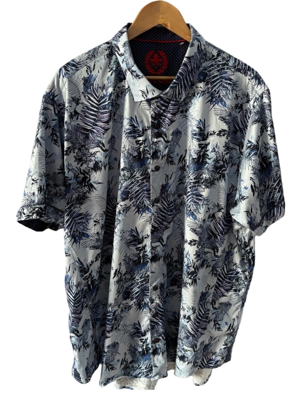 Au Noir Short-Sleeve Botanical Print Button Down Shirt 2X Tropical Vacation